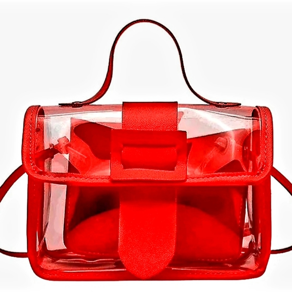 Red Mini Handbag Clear Cluth Purse